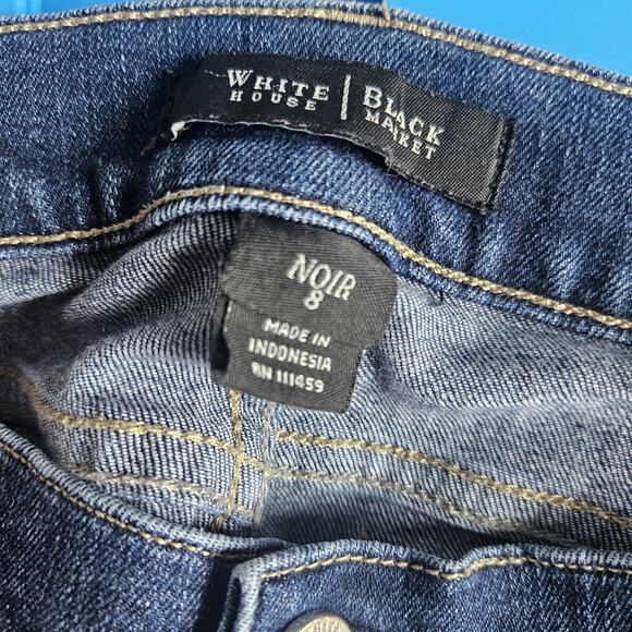 WHBM Size 8 Noir Pedal Pusher Capri Embroidered Bermuda Denim Shorts Classic - Picture 10 of 16